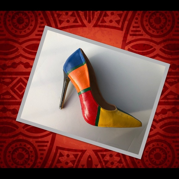 Women’s Custom Tribal Multi-Colored Pointy Heels - Picture 6 of 8